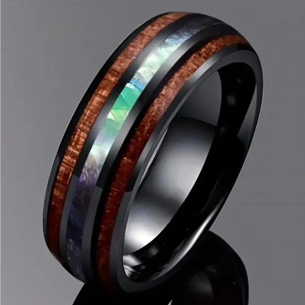 Men's Vintage edgy wood grain ring sz 7